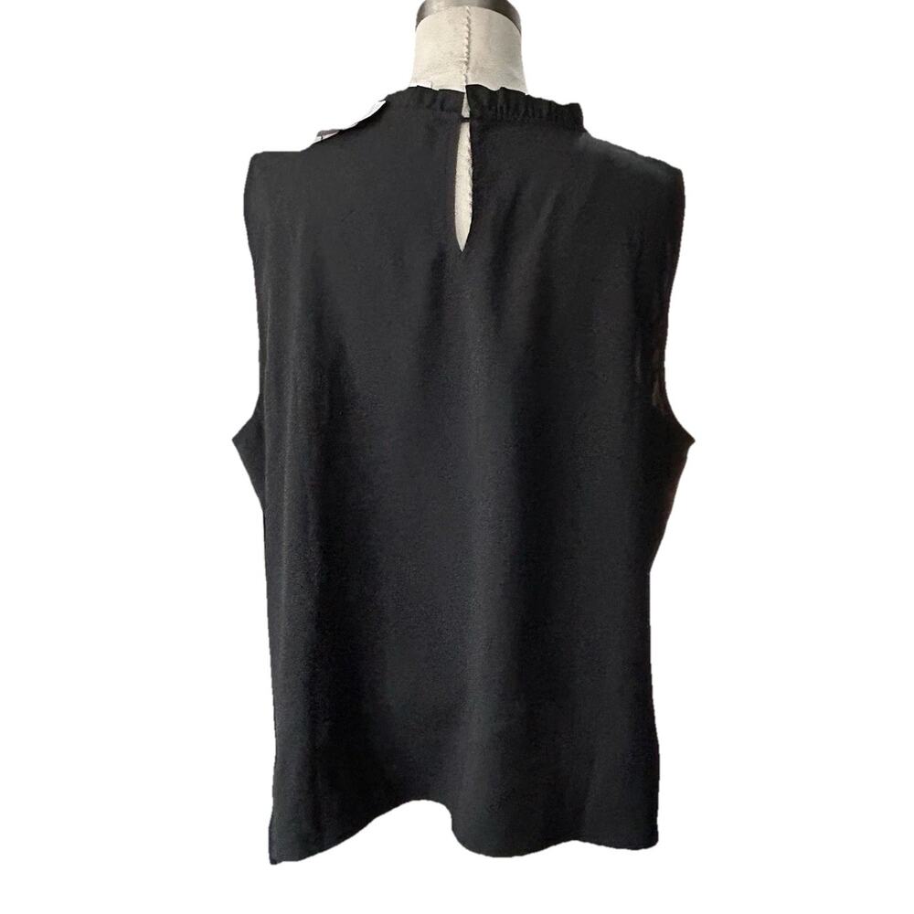 NEW J.Crew Sleeveless Ruffle Neck Top Womens Large Black Pleated Blouse Shell - Picture 4 of 11
